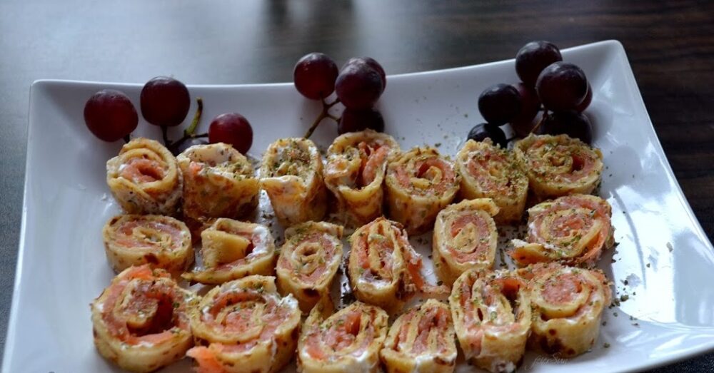 Pfannkuchen-Lachs-Sushi
