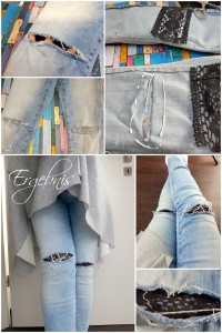 Hose mit Spitze flicken ohne Nadel - Variante 2
