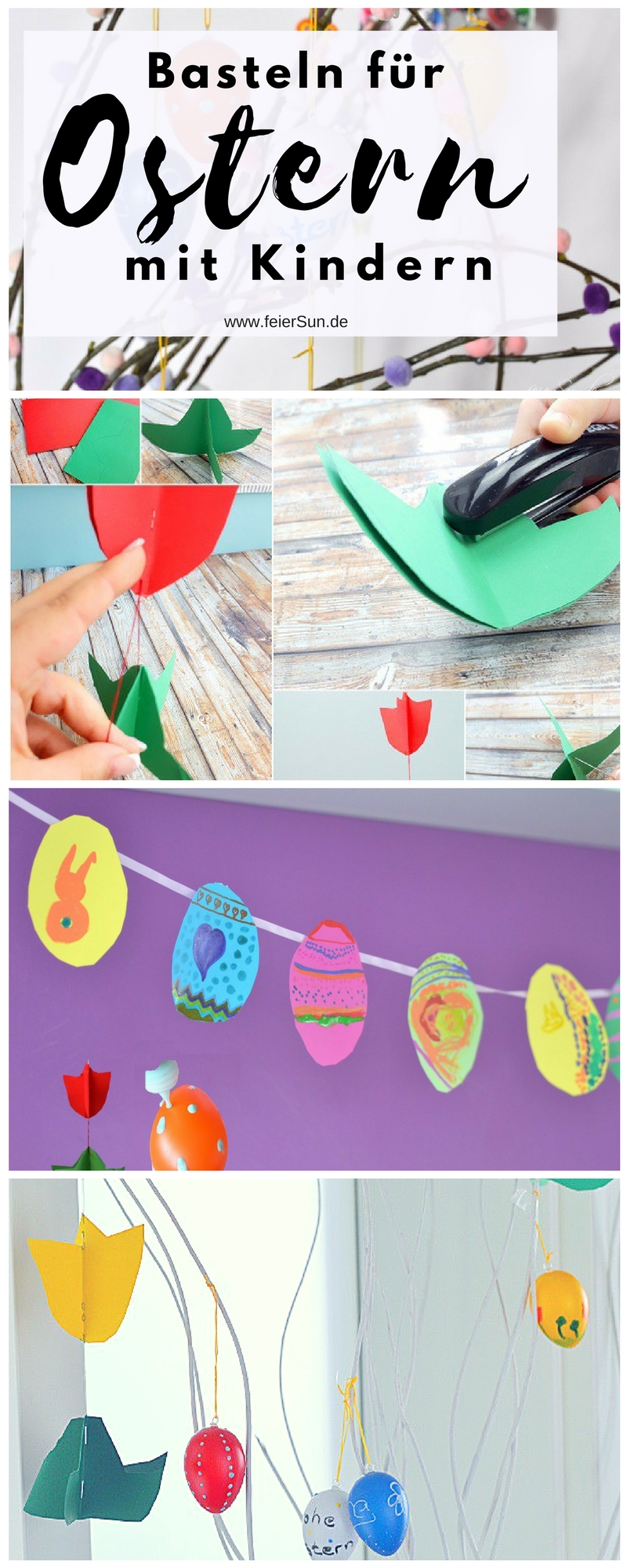 Mit Kindern für Ostern basteln kann so viel Freude machen, da Kinder ihre eigen Fantasie haben. Basteln für Ostern mit einfachen Anleitungen und Vorlagen zum Ausdrucken. Basteln mit Kindern macht Spaß. #feierSun #feierSunDiY #Ostern #Vorlage #Eier #Girlande #Ostereier #Freebie #FreePrintable #bastelnmitKindern #Ostern