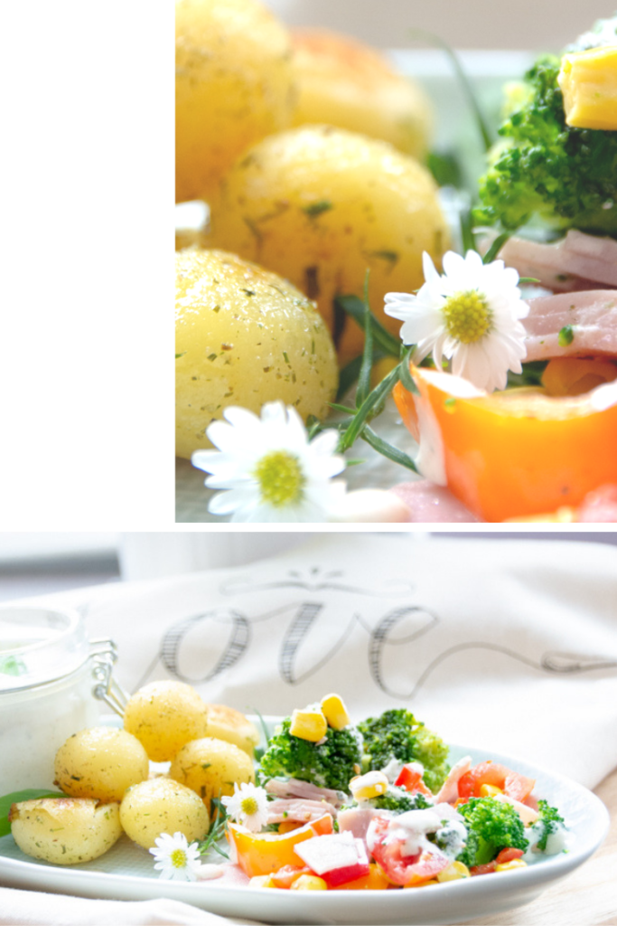 Brokkolisalat mit Rosmarinkartoffeln ist ein super leckerer Sommersalt. Brokkoli als Salat schmeckt super lecker und ist auch noch sehr gesund.  #feierSun #feierSunFood #SummerSalad #SommerSalat