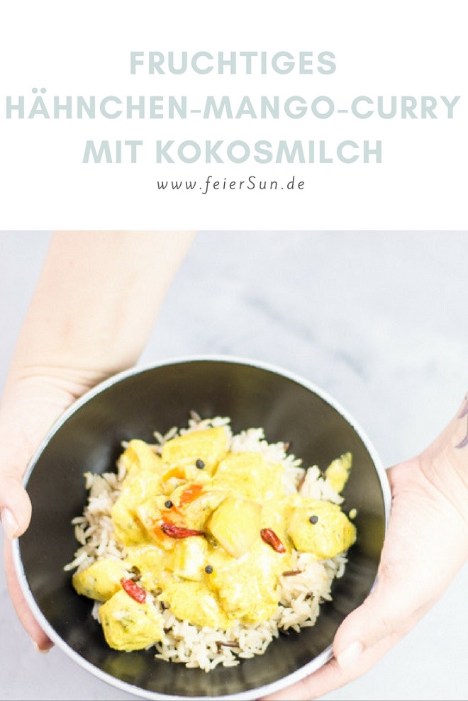 Ein fruchtiges Haehnchen-Mango-Curry-mit Kokosmilch ist super schnell gemacht und schmeckt herlich. Ein Rezept aus meiner Kueche.