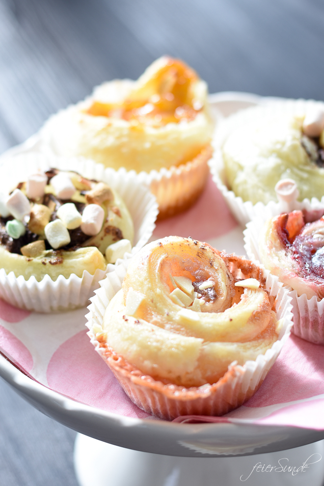 Super einfache Blätterteigschnecken mit süßer Füllung. Backen mit Kindern. Blätterteigmuffins als Partyfood. Schnell und einfach // Rezept Bltterteigmuffins // feierSun.de Familienblog - Lifestyle-Blog