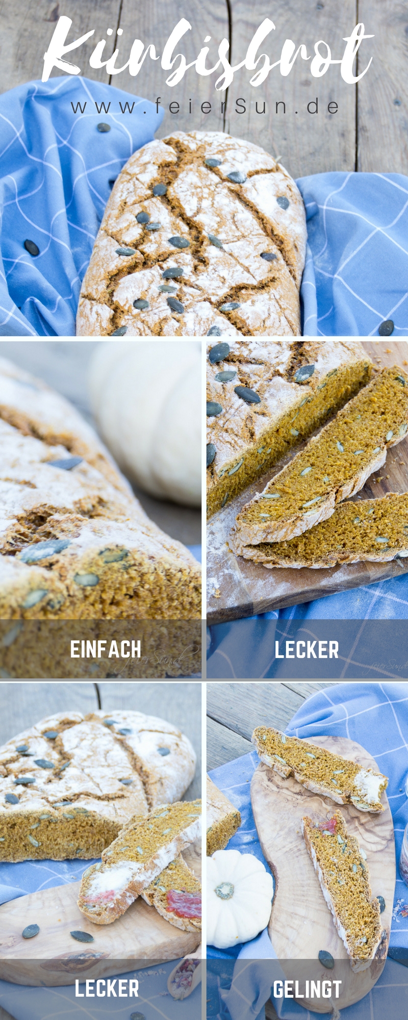 Ein super leckeres Rezept für frisches einfaches KÜrBiSbROt. Saisonales kochen mit gesunden Inhaltsstoffen. Lecker und vegan // Rezept feierSun.de I Familienleben I Lifestyle I Herz
