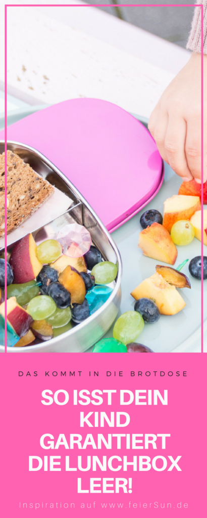 Du brauchst gesunde Inspiration dafür, was Du dem Kind in die #Lunchbox packst, damit es den Inhalt der #Brotdose auch isst? Dann hab ich hier viele Ideen, die auch wirklich gegessen werden. Das kommt bei uns rein und so isst auch Dein Kind seine #Brotbox leer! #Schule #KiGa #Kindergarten #gesundesEssen #Frühstück auf feierSun.de