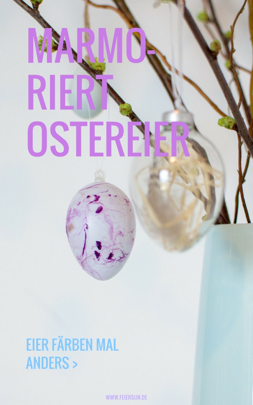 Ostereier färben mal anders: Mein DIY marmorierte Ostereier mit Nagellack ganz einfach selber machen und jedes Osterei ist ein Unikat. Haltbare Ostereier für jeden Geschmack. #feierSun #feierSunDIY #Ostereier #Ostern #selbermachen #Osterbasteln