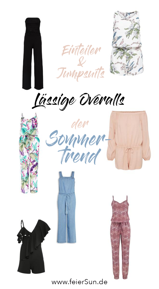 Eine Collage mit tollen Overalls, Jumpsuits. Ob als lässige Overalls oder super schicker Einteiler, sie sind das Must Have des Sommertrends.