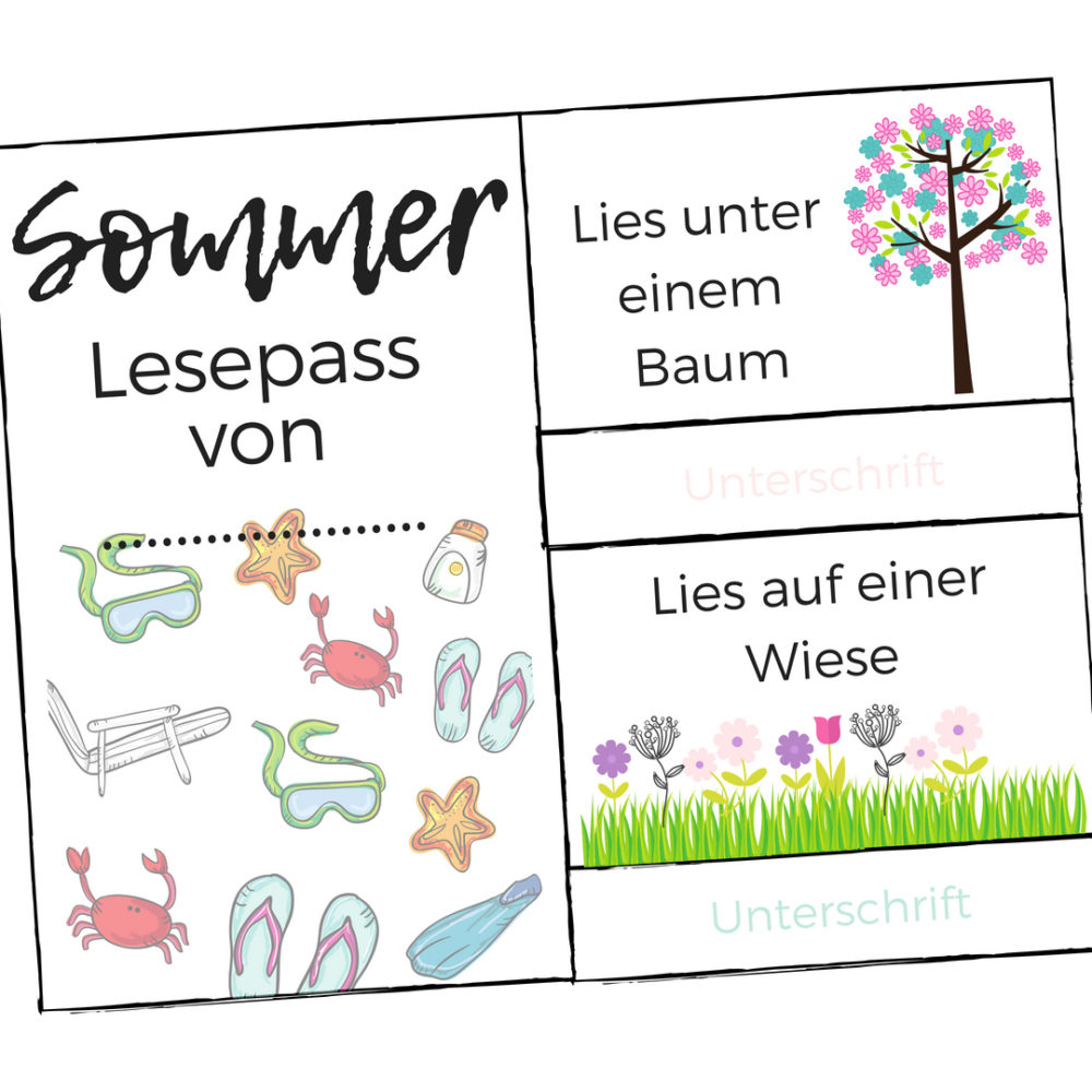 Auszug aus dem Sommer-Lesepass. Weil Kindern lesen Freude macht. Lesen macht Spaß und das sollten wir unseren Kindern behalten. Mit dem Sommer-Lesepass macht es noch viel mehr Freude. Nicht nur in den Sommerferien.