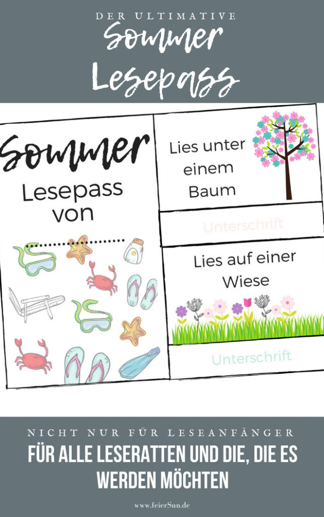 Auszug aus dem ultimativen Sommer-Lesepass für Schulkinder. Lesen macht spaß. Lesepass fuer die Sommerferien und darüber hinaus