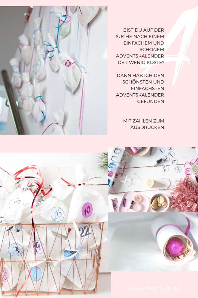 DIY Adventskalender - günstig und einfach selber basteln- Last Minute Adventskalender DiY. So einfach und so schön. Minimalistischer Adventskalender einfach selber basteln.  adventkalender basteln.  Home-Made Advent Calendar. 
| Adventskalender für jedermann. Adventskalender für Kinder. 
feierSun.de 
#feierSun #AdventCalendar #Adventskalender