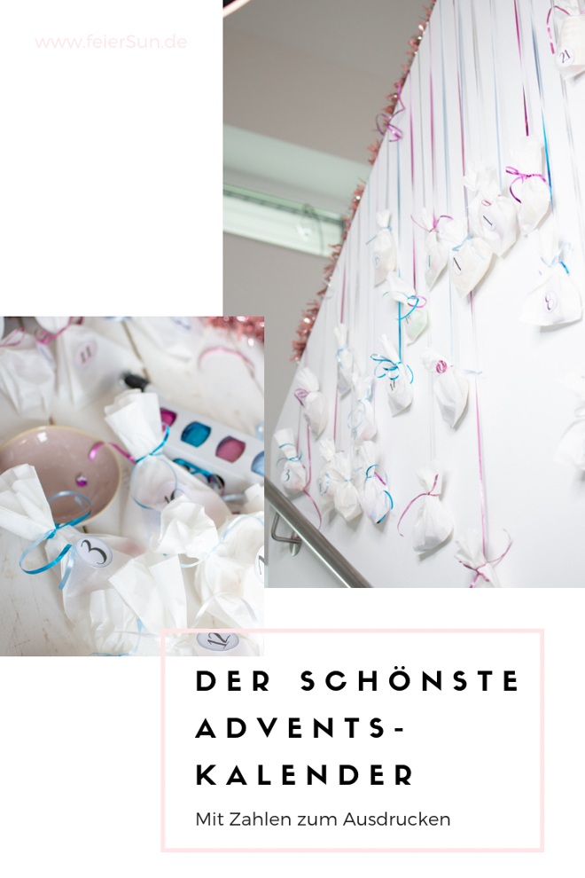 Der einfachste DiY #Adventskalender aus Butterbrottüten. Ein einfacher Last-Minute Adventskalender ist eine tolle Bastelidee inklusive Adventskalender Ideen, Weihnachtskalender, adventskalender zum befüllen #feierSun #feierSunDiY #einfachbasteln 