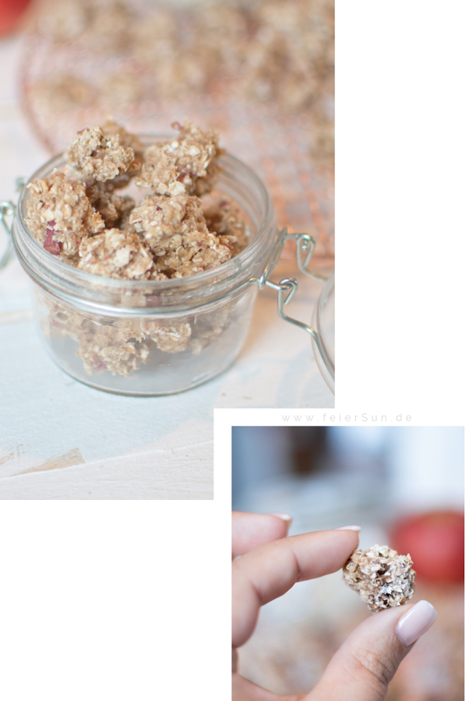 Total leckere Energiekuglen sind Apfelsnacks als Energiebällchen vegan und gesund. Ein kinderleichtes Rezept mit Energie für die ganze Familie - nicht so süß, aber dennoch super lecker. Leckere Energiekugeln. | #feierSun #vegan #feierSunFood