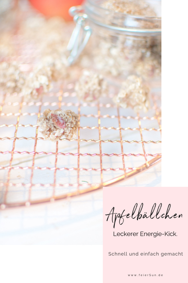 Total leckere Energiekuglen sind Apfelsnacks als Energiebällchen vegan und gesund. Ein kinderleichtes Rezept mit Energie für die ganze Familie - nicht so süß, aber dennoch super lecker. Leckere Energiekugeln. | #feierSun #vegan #feierSunFood