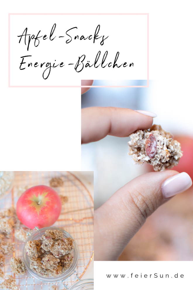 Total leckere Energiekuglen sind Apfelsnacks als Energiebällchen vegan und gesund. Ein kinderleichtes Rezept mit Energie für die ganze Familie - nicht so süß, aber dennoch super lecker. Leckere Energiekugeln. | #feierSun #vegan #feierSunFood