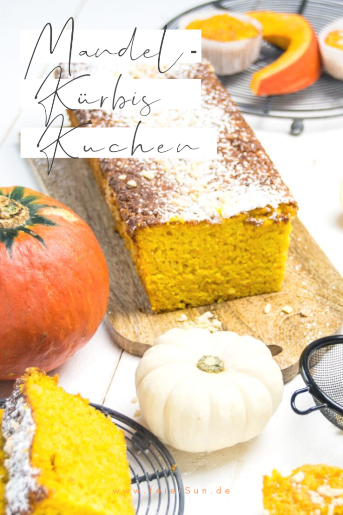Der Herbst hat viele schöne Seiten. Auf feierSun.de gibt es ein #Rezept für KüRbiSkUChEn mit Mandeln und fast ganz ohne Mehl. Saftig, #lecker & #saisonal. #Kuchen und #Muffins und #Herbst auf feierSun.de