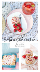 Diese sommerlichen, saftigen, weichen Hefeschnecken sind mit ihrer fruchtig-sommerliche Füllung aus frischen Erdbeeren und dem frischen Zuckerguss der perfekte Sommersnack. Erdbeer-Schnecken#feierSun #feierSunFood #Sommersnack #Erdbeerschnecken
