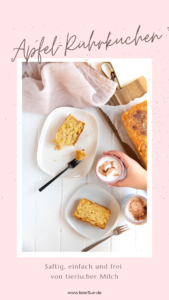 Mein leckeres Apfel-Rührkuchen Rezept ist saftig, einfach und milchfrei (frei von tierischer Milch). Der Apfelrührkuchen ist so saftig und lecker, dass man kaum mit dem Essen aufhören kann. #feierSun #Apfelrührkuchen #Rührkuchen #apfelkuchen