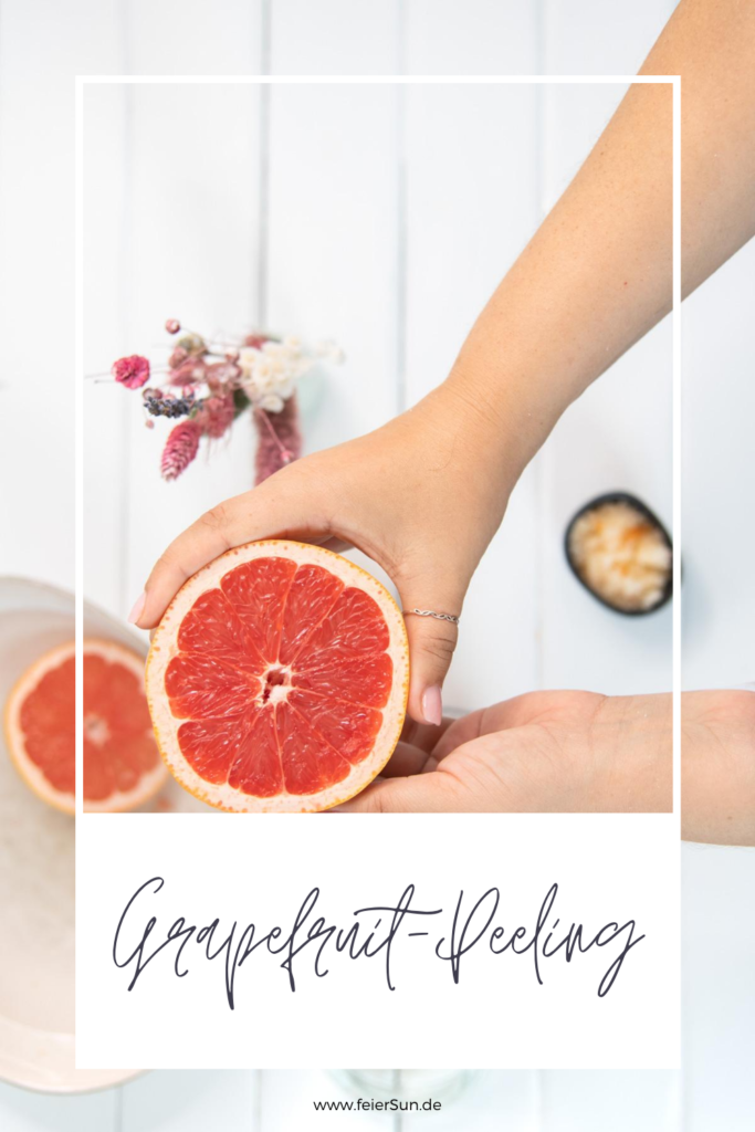 Peeling selber machen: Grapefruit-Zucker-Peeling für Körper & Gesicht Frisches und natürliches Peeling selber machen: Das Grapefruit-Zucker-Peeling versorgt die Haut und verwöhnt sie Seele. Verwendbar als Gesichtspeeling, Körperpeeling, Handpeeling und Fußpeeling. Das Fruchtsäurepeeling und weitere Rezepte für Naturkosmetik gibts hier: www.feiersun.de #Grapefruit als perfektes #Bodyscrub ist ein einfaches DiY Körperpeeling zum selber machen.